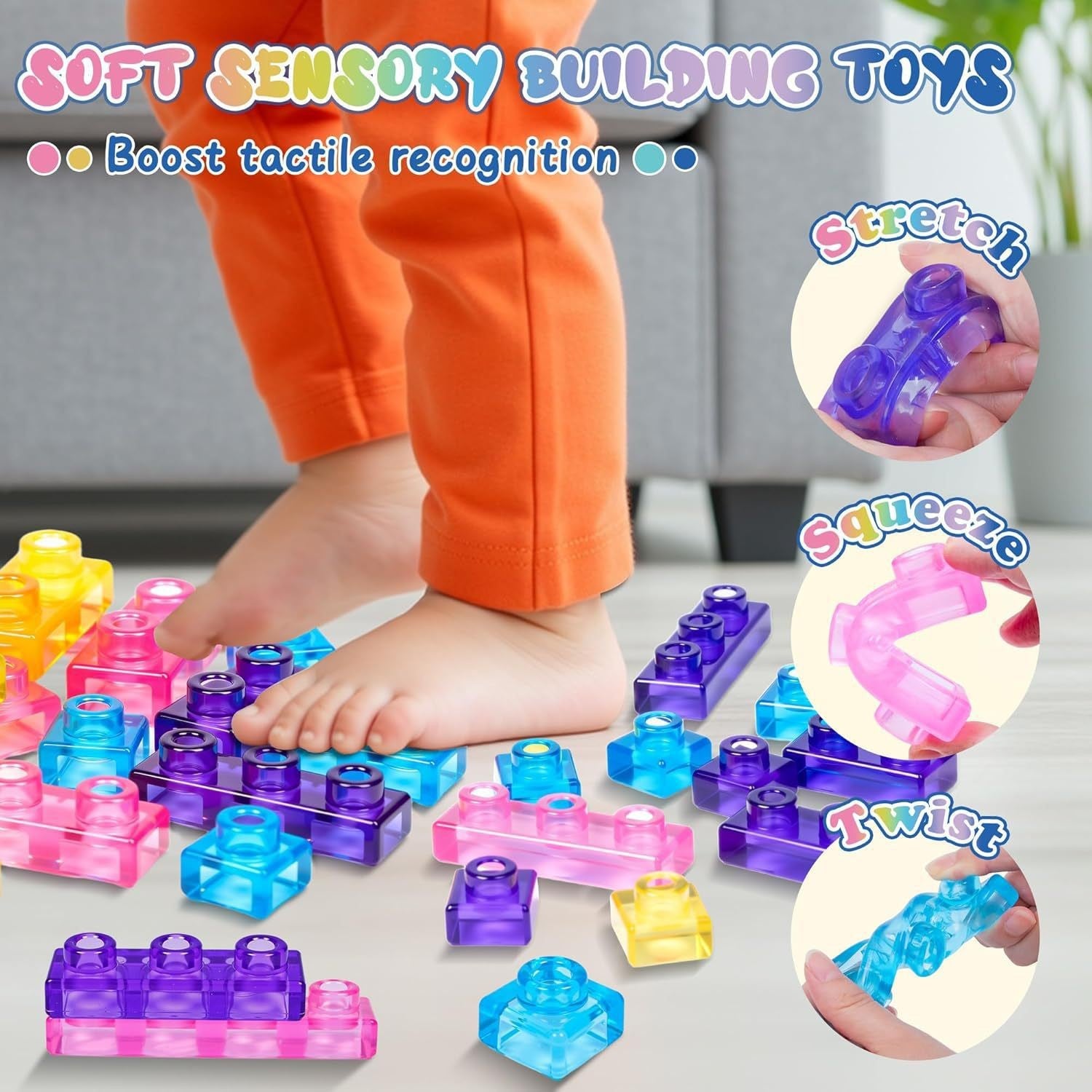 Stress Relief Jelly Building Blocks Educational Sensory Toy